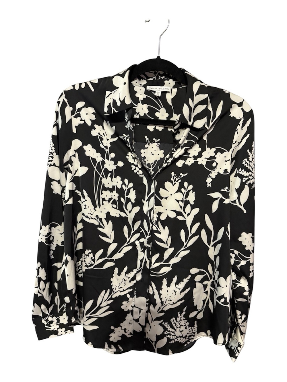 Maison d’Amelie Paris Floral Button-Front Blouse - Black/White
